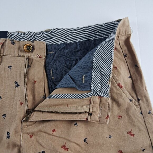 Jachs New York Bleecker Chino Shorts Men's Size 30 Dark Khaki Palm Trees Twill - Picture 6 of 8